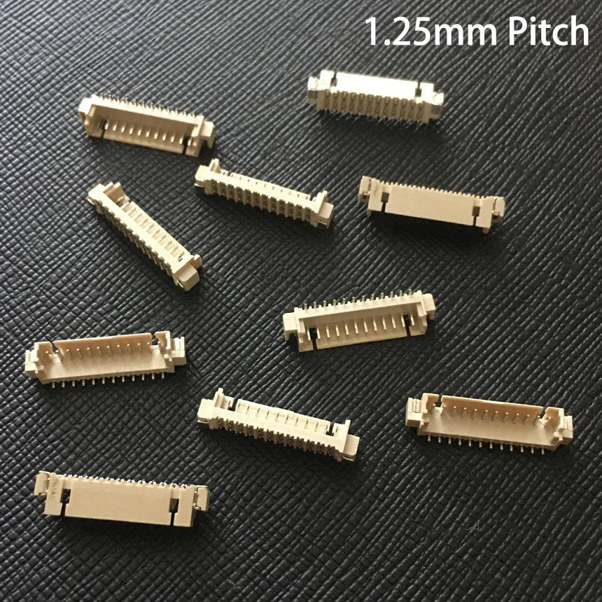 1.25mm Pitch Spacing 13P 14P 15P 16P Pins Single Row Patch Vertical Right Angle SMD SMT Female Socket Terminal Wafer Connector