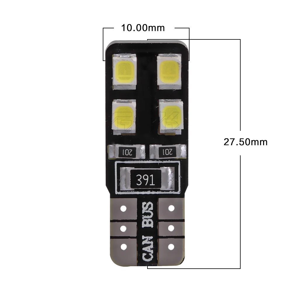 10PCS Interior Lights For Roof Car Reading Door Auto LED 12v T10 W2w Canbus 194 W5W 8smd 2835 Bulb No Error License Plate Lamp