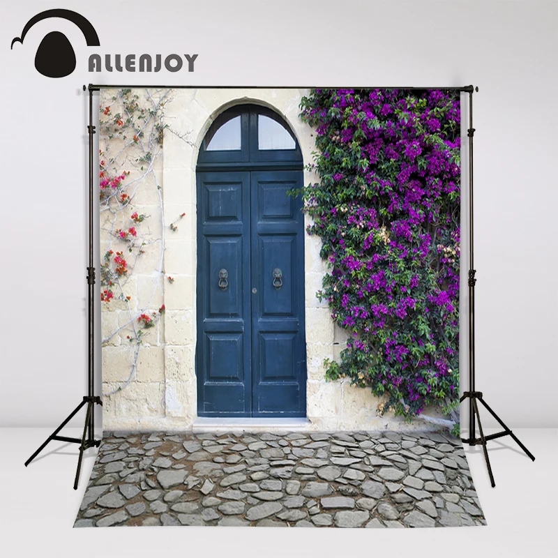 Allenjoy backdrop beautiful Photocall for weddings village noble door white flower brick wall for photo studio vinyl cloth