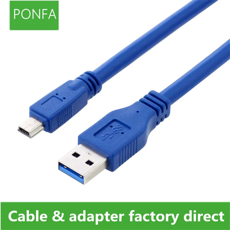 0.3-5 Meter New Blue Superspeed USB 3.0 Type A Male to Mini B 10 Pin Male Adapter Cable Cord