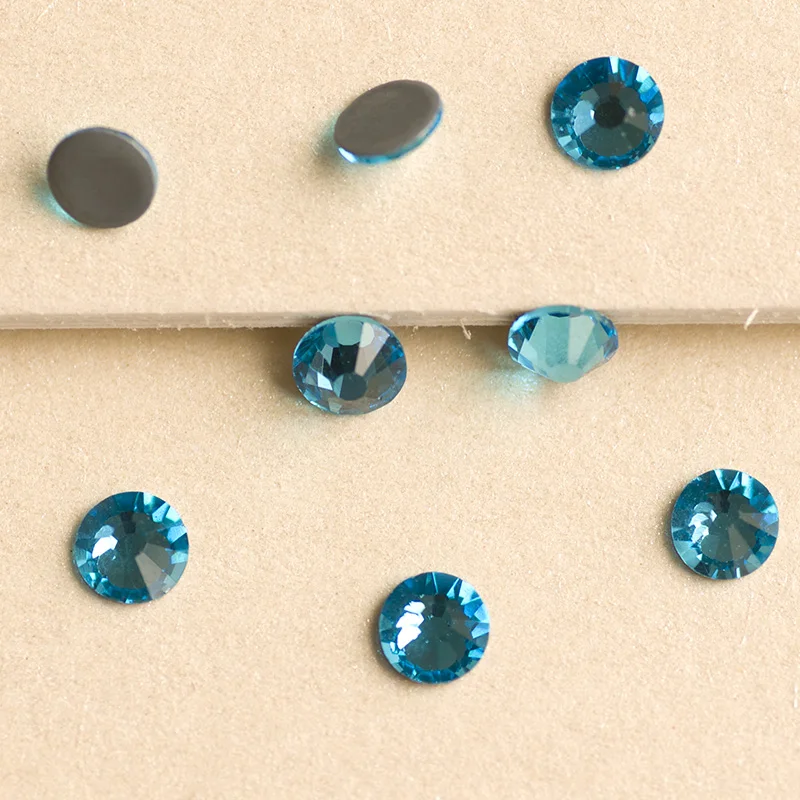 YANRUO 2058HF SS4-SS30 Aquamarine Flatback Hotfix Rhinestones Strass Crystal Glass Stones For Clothes Accessories