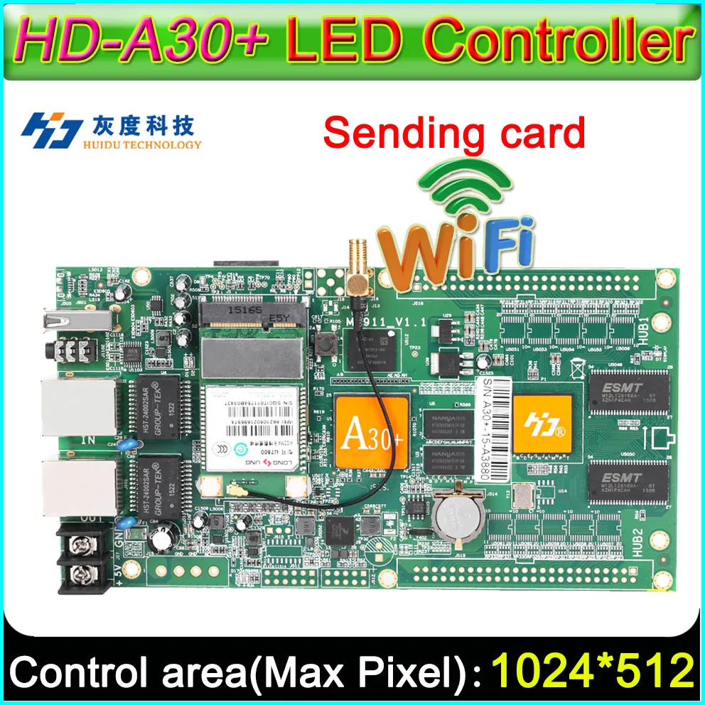 

Full Color Asynchronous Controller Card, HD-A30+ WiFi large display sending card, DIY LED display screen controller