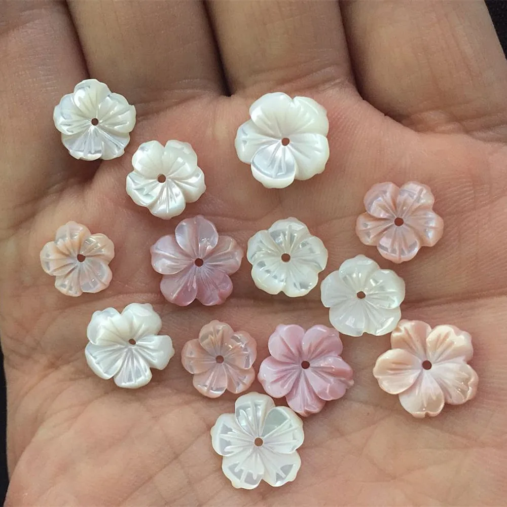 10pcs/Lot Natural Shell Beads White Pink Pearl Shell Flower Spacer Square Beads For Jewelry Making Bracelet Necklace Accessories