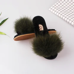 Plush TPR slides slippers house summer flat indoor black female ladies shoes women bedroom furry spring pink 2018 designer slip