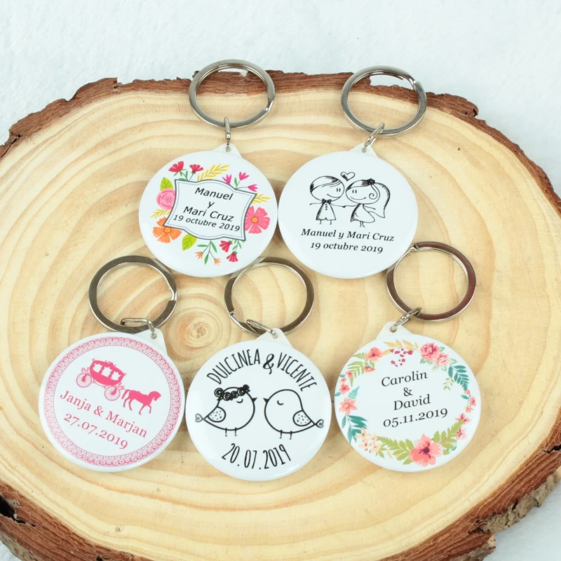 30pcs Personalised wedding gift custom name date keychain with Bottle Opener birtday Engagement Party wedding favors and gifts