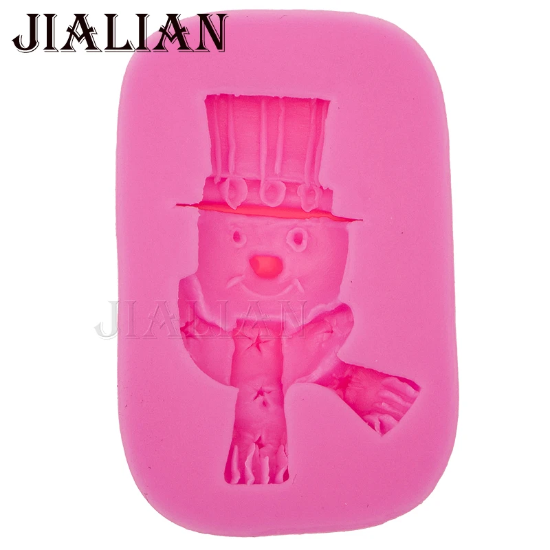 Christmas snowman scarf Shape Fondant Candle Mold Chocolate Moulds soap Silicone tools For Cakes Decorating T0581