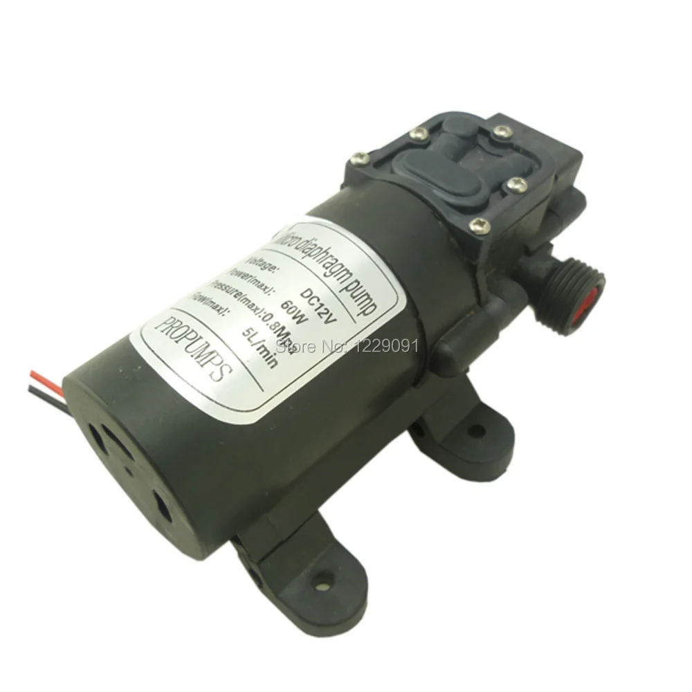 Return valve type DC 12v 60W 5L/min diaphragm high pressure marine water Pump 12v D type connection