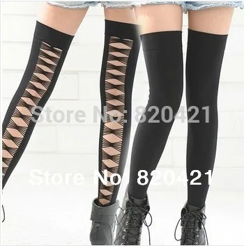 Fcare Brand  butterfly meia sexy hollow cross-barreled thigh stockings with holes  nightclub sexy stockings