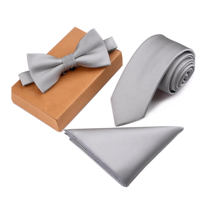 GUSLESON Slim Tie Set Uomini Bow Tie e Pocket Piazza Bowtie Cravatta Cravate Fazzoletto Papillon Uomo Corbatas Hombre Pajarita