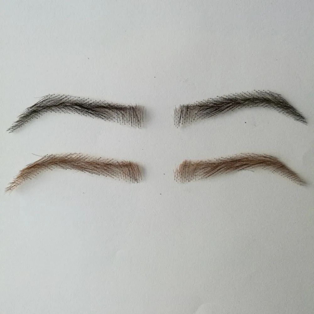 06 hand made human hair man false eyebrow invisible handmade fake eyebrows hand knot fake eyebrow