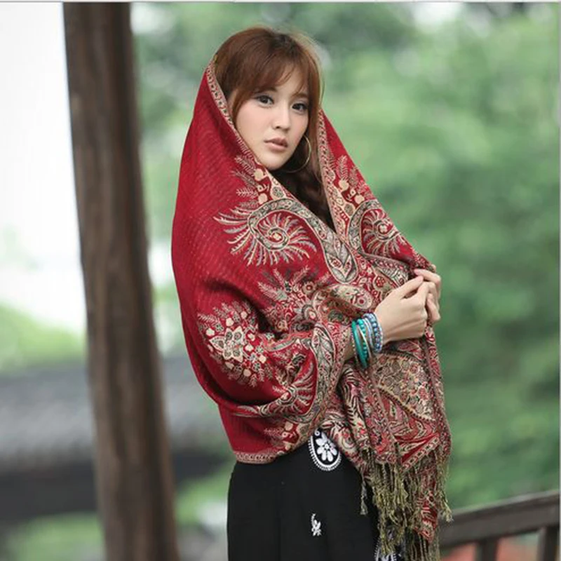 RUNMEIFA 2024 Elegant Women Cashmere Pashmina Scarf Fashion Print Floral Shawl Wrap foulard female Hijab Stole Scarves Plus Size