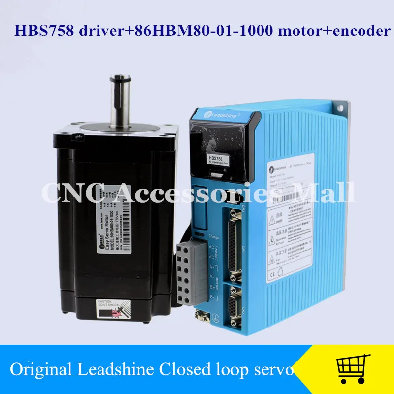 

CNC Leadshine Closed Loop Hybrid Servo Drive Kit HBS758 Driver + 86HBM80-01-1000 Motor + encoder