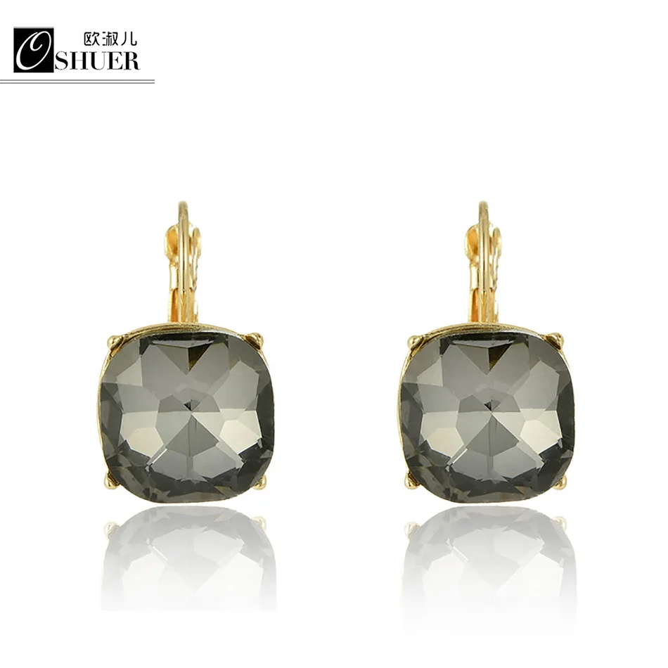 OSHUER HOT Sale Fashion Big Classic Gold-color Earrings For Women Brand Romantic Crystal Drop Earrings Fashion Jewelry
