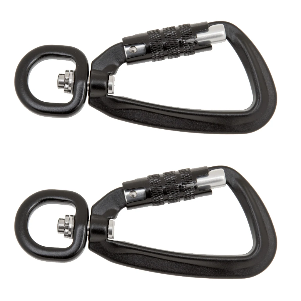 2Pcs 360º Swivel Rotating Self-Locking Carabiner Dog Hook Lead Clip For Outdoor Camping Hiking Hanging Keychain Hammock