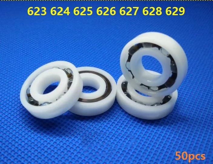 

50pcs/lot 623 624 625 626 627 628 629 POM bearing Plastic ball bearings with Glass balls Nylon Cage deep groove