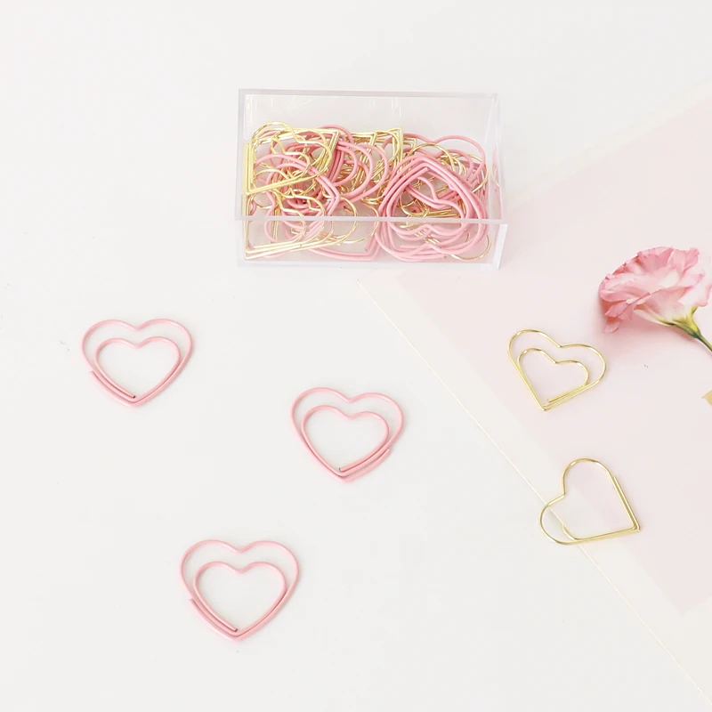 TUTU new cute pink love heart design office school paper clips stationery,candy student bookmark,20pcs/box free shipping H0189