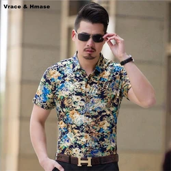 High-Quality Soft Comfortable Casual Short Sleeved Camisa Masculina Summer 2023 New Bronzing Printing Fashion Boutique Shirt Men