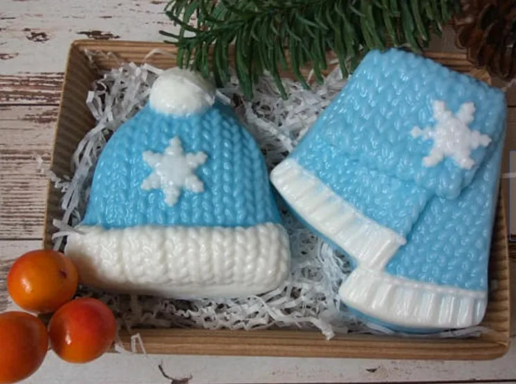 Silicone mould knitted snow flake hat soap mold silicone soap mold candle mold