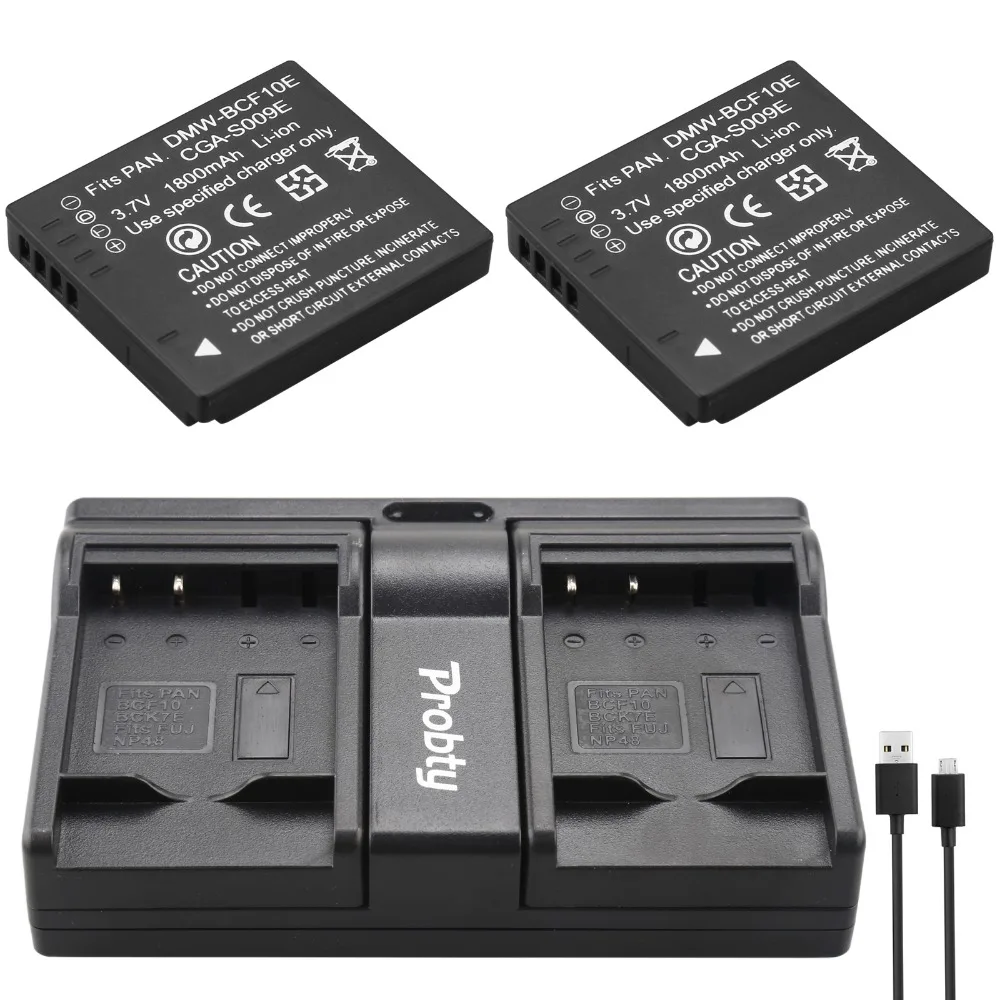 

2x Probty CGA S009E CGA-S009E Cam Battery + USB Dual charger for Panasonic DMC-FS12 FS15 FS25 FS4 FS42 FS6 FS7 FX40 FX48 FH22