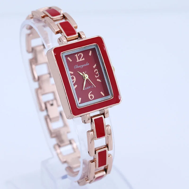 Reloj de pulsera cuadrado para mujer y niña, pulsera con correa de oro rosa, 5 colores disponibles, batería incluida, nuevo O20