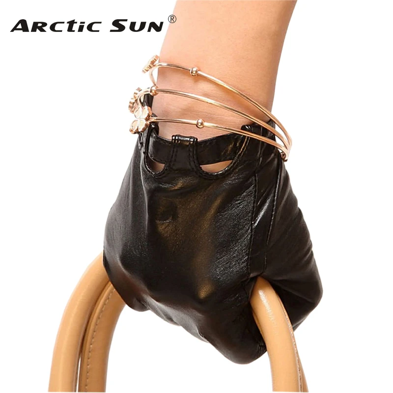 Brand Genuine Leather Gloves Fashion Women Sheepskin Gloves Thin Spring Unlined Elegant Lady Finger Driving Glove L026N