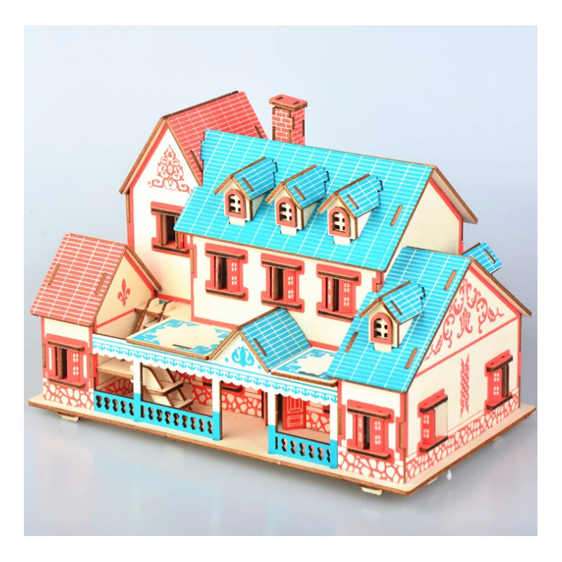 3d パズル Diy ハウスビルディング木製模型玩具ナラティヴィラ木製キットパズルゲーム組立玩具キッズギフト大人 p40