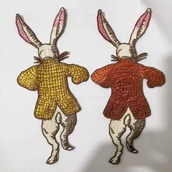 Cartoon Animal Rabbit Patches Sew Sequin Fabric Sticker For Clothing Kids Badge Embroidered Appliques DIY