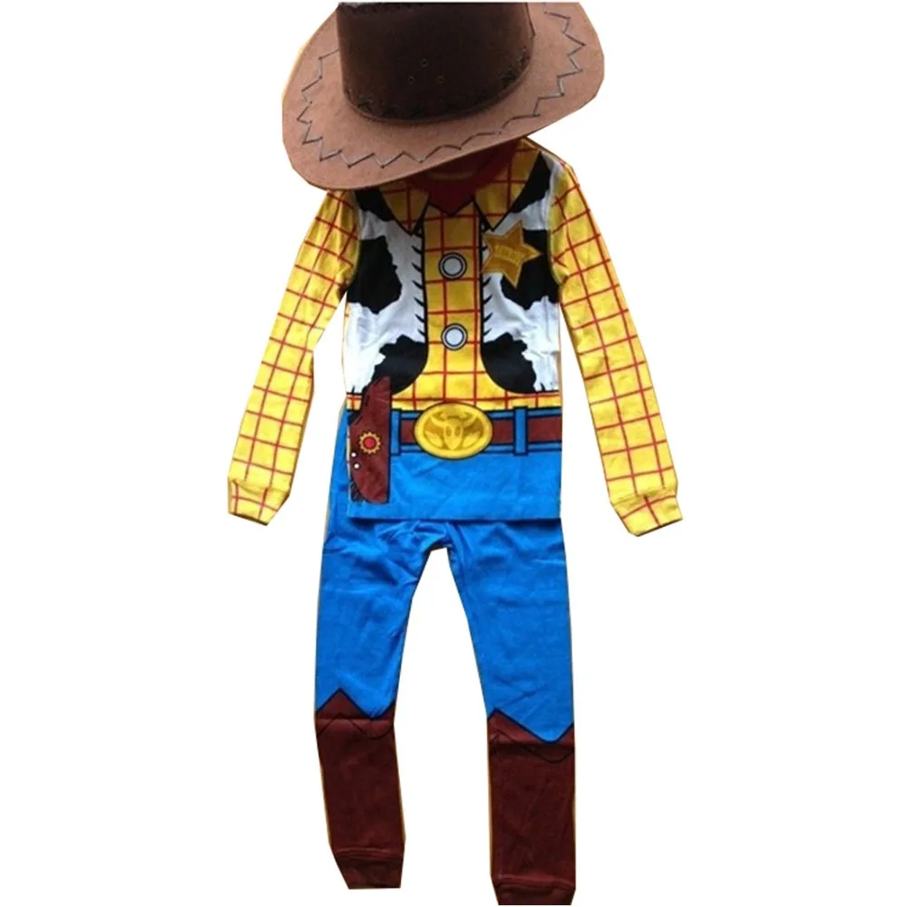 2019 Halloween Children Woody Costume Boy Woody Role Play Cowboy Costume Fancy Dress Cosplay Cloths With Hat