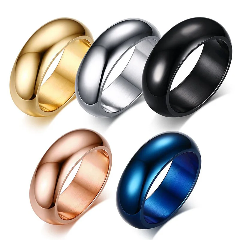 Vnox 7mm Classic Ring For Women Men Arc Surface Stainless Steel Wedding Band Gold Color Unisex Neutral Simple Statement Jewelry