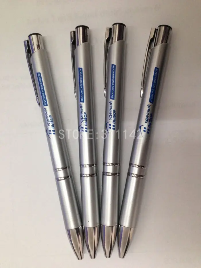 1000 custom silver ballpoint pens print personal logo advertising pen with logo ballpoint pen manufacturer plastic promotion pen