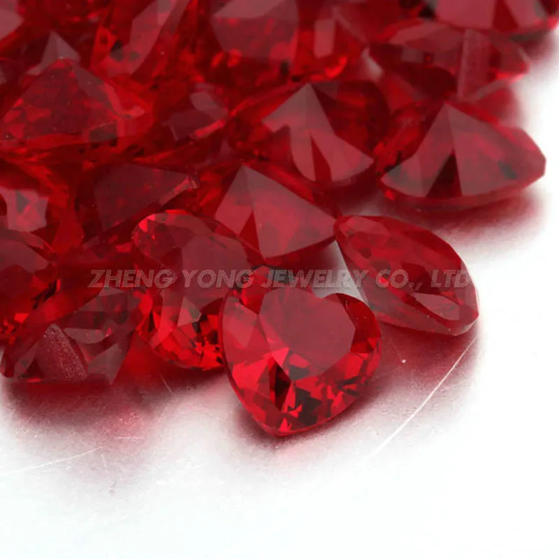 Red Heart Shape Gemstone 3x3mm-5x5mm Machine Cut Loose Synthetic Glass Stone