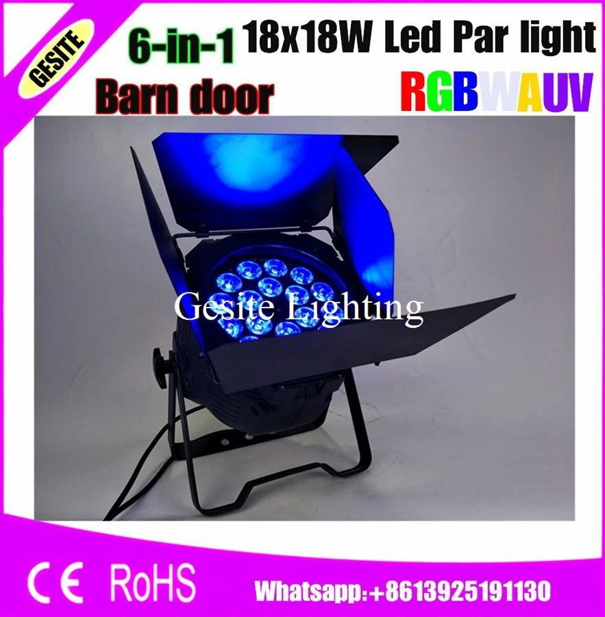 8XLOT DJ Par Cans RGBWA UV 6IN1 18X18W LED Par Cans Waterproof Rating IP20 Aluminum Black Housing 90V-240V