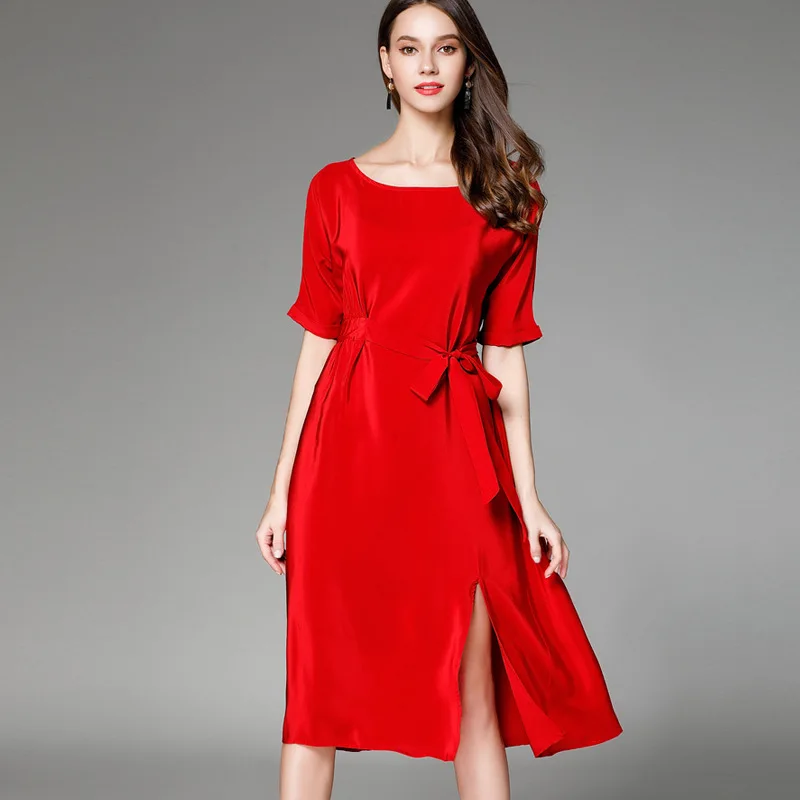 

Silk Chiffon Plus Size Summer Shirt Dress Women S Sexy Club Retro Beach Dresses 2022 Gown Loose Holiday Red Casual Fashion Belt