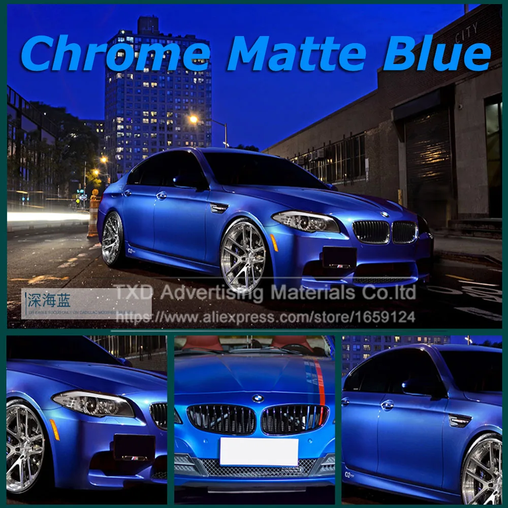 60cm/30cm*1m/2m/3m Blue Metallic Matt Vinyl wrap Car Wrap Chrome matte vinyl film blue Matt Film Vehicle Wrapping Sticker Foil