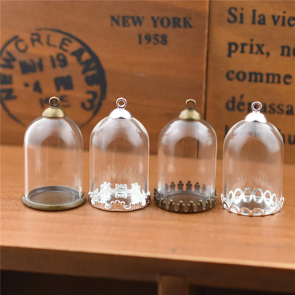 10pcs 30*20mm Hollow Tube Glass Bottle Setting Base Beads Cap Set Glass Pendant Glass Bottle Jewelry Findings Accessories DIY