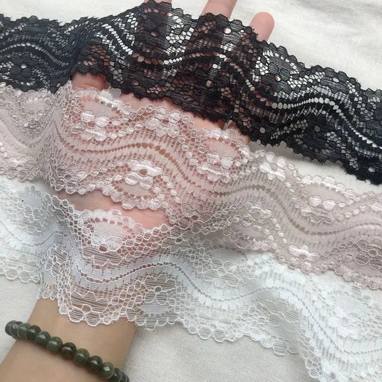 Wide 5.5CM exquisite single wave elastic lace flower lace fabric clothing belt jewelry accessories