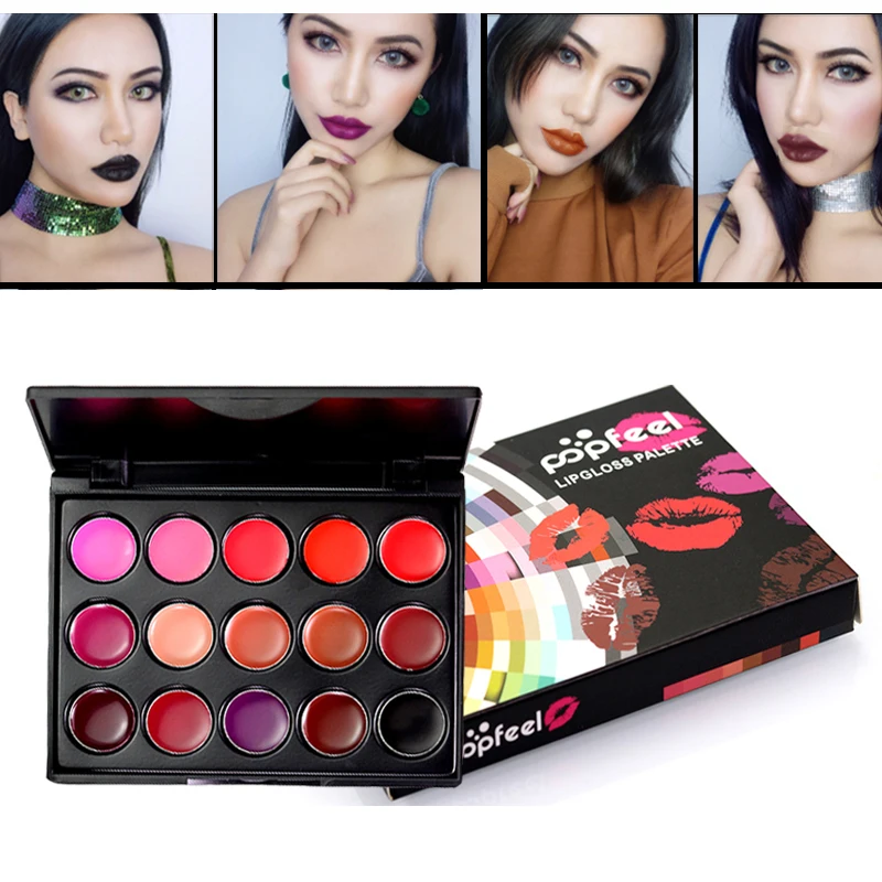 15 Color Gothic Matte Lipstick Palette Makeup Nude Lip Lipgloss Palette Long Lasting Pigment Mini Lipstick Matte Set Women Gift