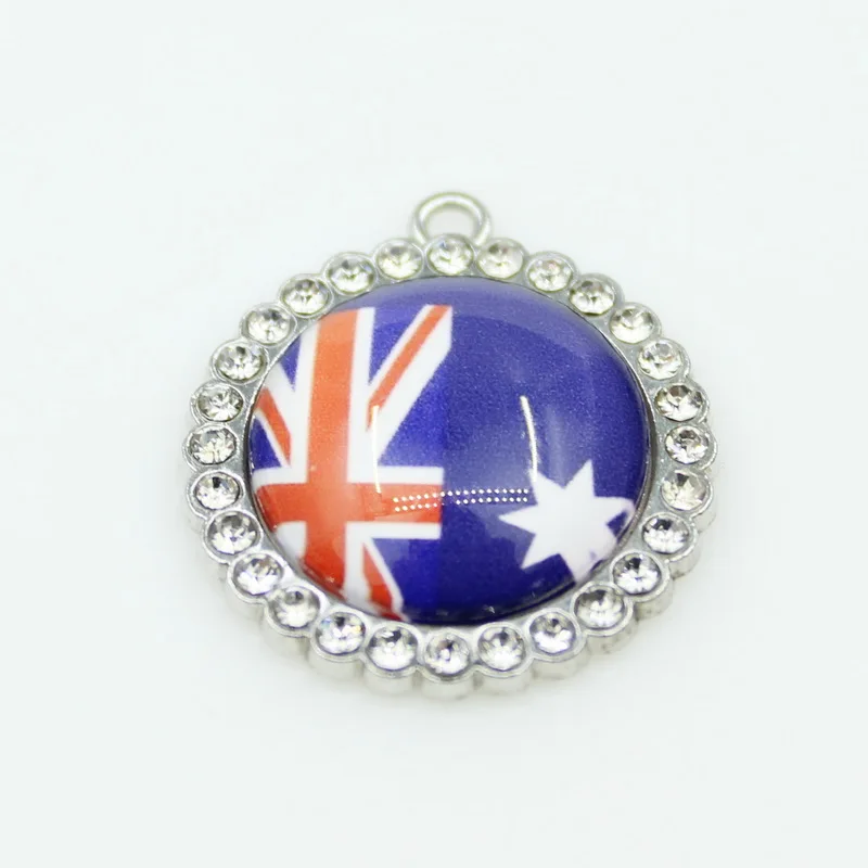 Flag Of The Australia 10pcs/lot America Round Crystal Dangle Charms DIY Bracelet Necklace Pendants Jewelry Hanging Charms