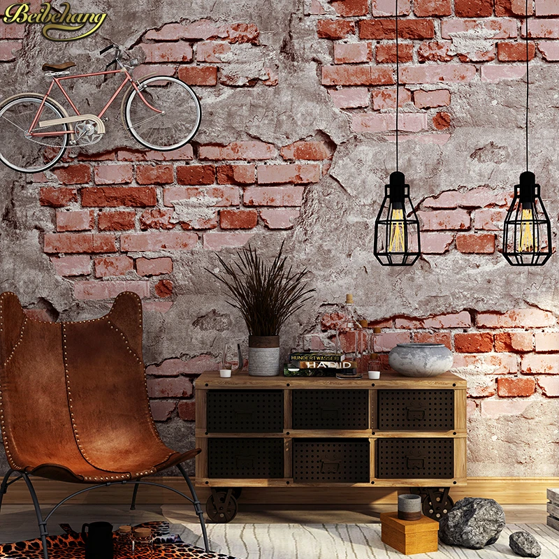 

beibehang Brick wallpaper brick brick retro retro gray cement brick wall industrial wind background wall paper papel de parede