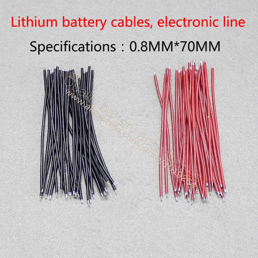 100pcs/Double tin 0.8 * 100 mm AWG silicone red wire electronic line connecting 18650 lithium-ion batteries battery is special