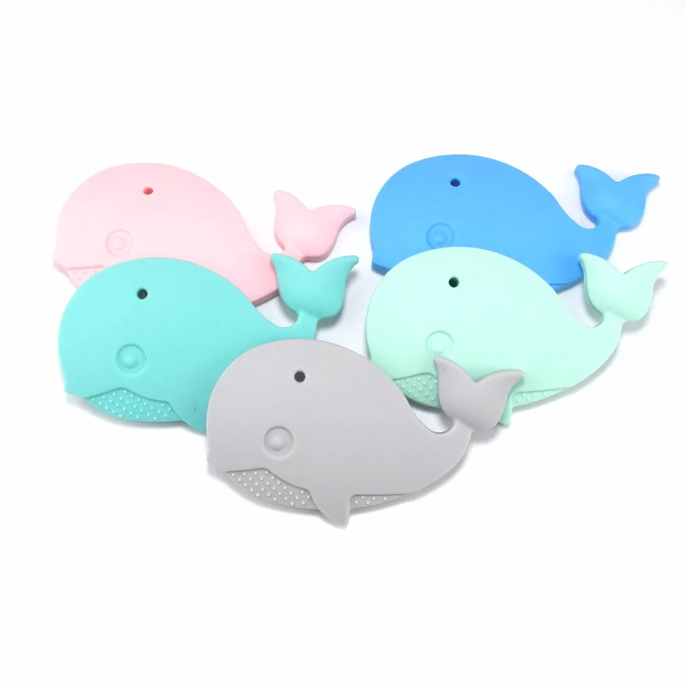 SUTOYUEN 3pcs Whale Shape Teether Necklace Pendant Silicone Teething BPA Free Baby Chew DIY Crafts Toys Nursing Jewelry