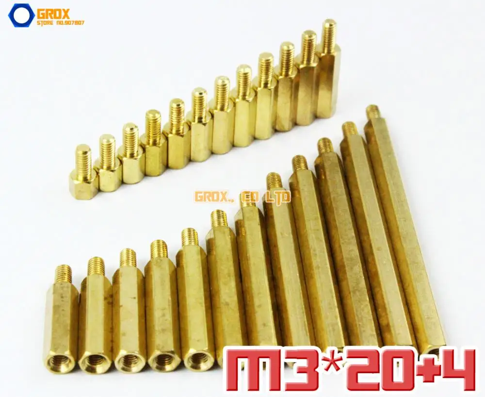 

50 Pieces Brass M3 x 20 + 4mm PCB Female to Male Motherboard Standoff Hex Spacer