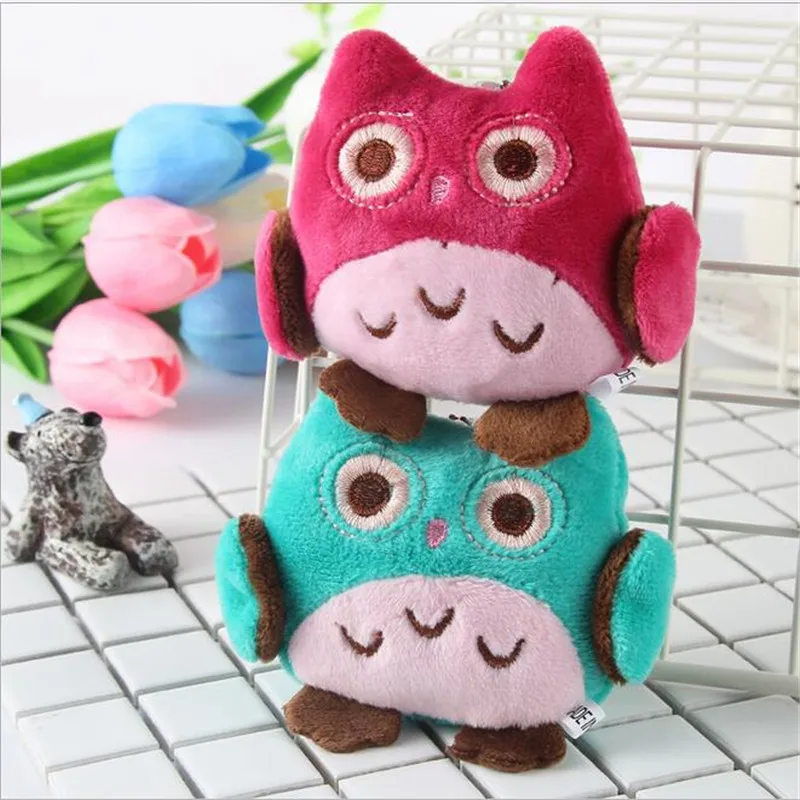 1Pcs /Lots Cute Plush Toys Owl Pendant Cartoon Stuffed Animal Plush Toy 10Cm 2 Colour Wedding Party Gift For Kid