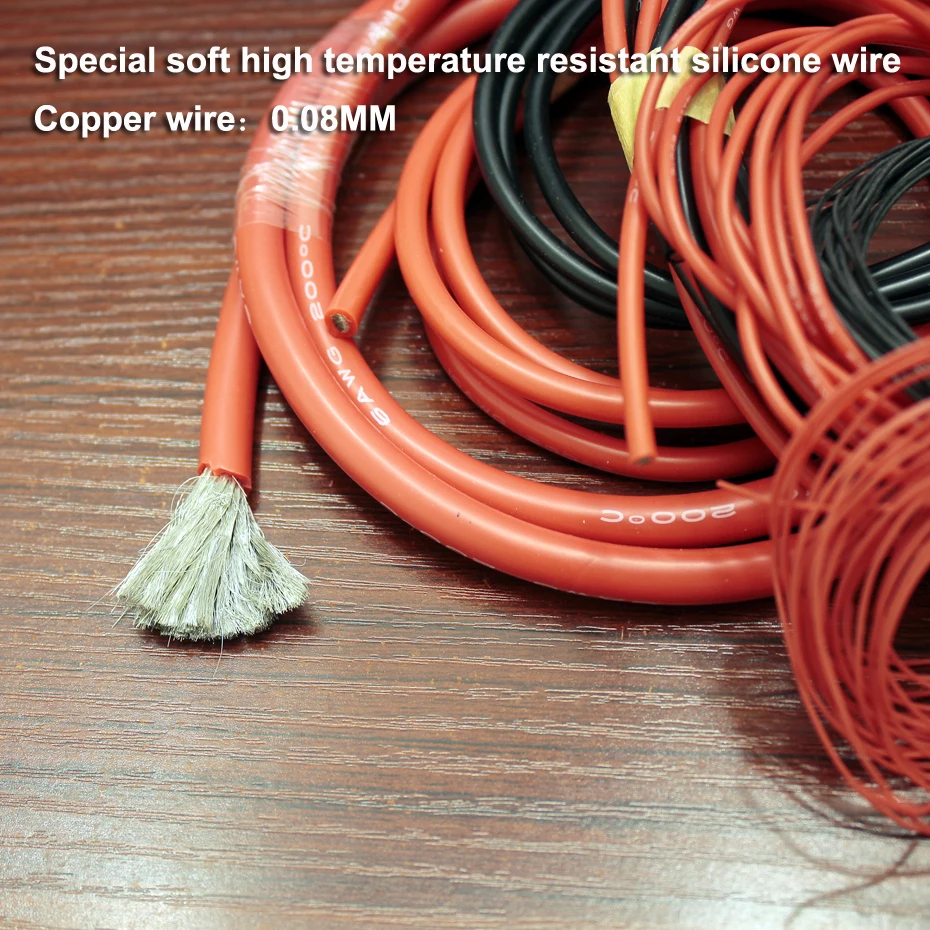 5M/lot Extra soft high temperature resistant silicone wire RC wire 8 10AWG 12 14 16 18AWG 20 22 24 26 Red Black