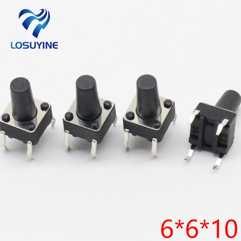 50pcs/lot 6x6x10MM 4PIN G94 Tactile Tact Push Button Micro Switch Direct Self-Reset DIP Top Copper