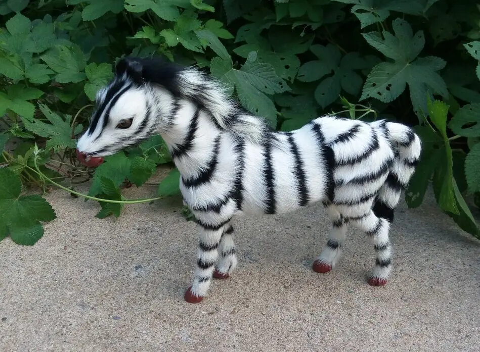 simulation black&white zebra toy plastic&fur zebra doll gift about 30x24cm 2455