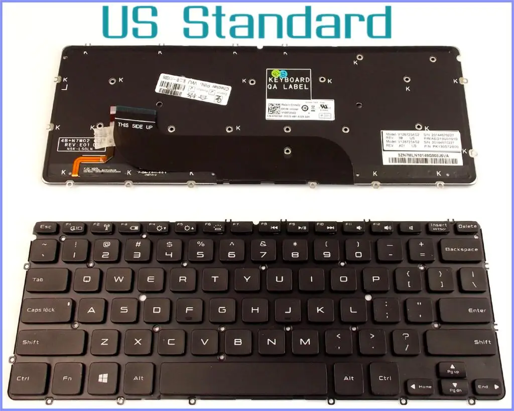 US English Version Keyboard for Dell XPS 12 9Q23 9Q33 9333 9Q34 Laptop Black Backlit NO Frame