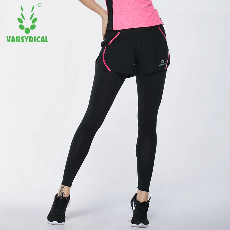 Women Sports Pants Two in One Leggings Fitness Running Gym Yoga Trainning Tights Vansydical Sportswear