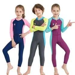 Traje de buceo de una pieza con mangas para niños, traje de baño de cuerpo completo, mantiene el calor, manga larga, protección UV, surf