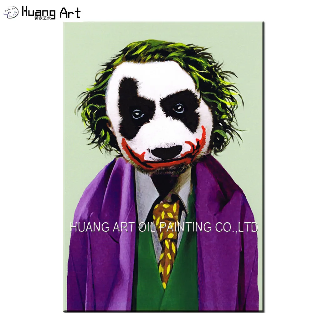 

Top Artist Handmade Modern Abstract Portrait Oil Painting on Canvas Panda Man Hang Oil Painting For Living Room Decor